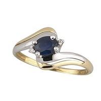 9ct two colour gold sapphire and diamond ring