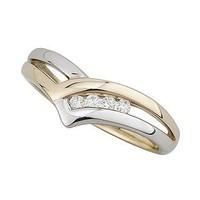 9ct two colour gold diamond wishbone ring