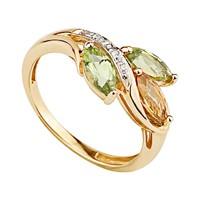 9ct gold peridot, citrine and diamond ring