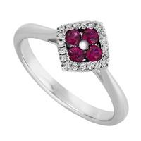 9ct white gold ruby and 0.29 carat diamond ring