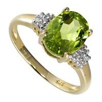 9ct gold peridot and diamond ring