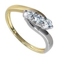 9ct two colour gold cubic zirconia three stone ring