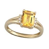 9ct gold citrine and diamond ring