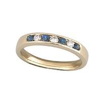 9ct gold sapphire and diamond seven stone ring