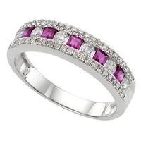 9ct white gold ruby and 040 carat diamond ring