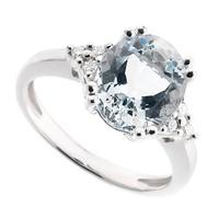 9ct white gold diamond and aquamarine ring