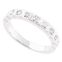 9ct white gold diamond square-set eternity ring