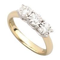 9ct gold 0.30 carat diamond three stone ring