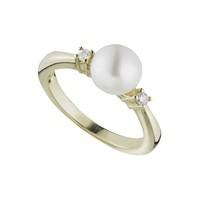 9ct gold freshwater cultured pearl and diamond ring