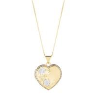 9ct two colour gold flower heart locket