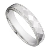 9ct white gold 4mm diamond cut wedding ring