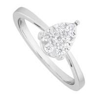 9ct white gold 0.20 carat diamond pear cluster ring