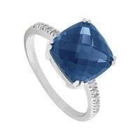 9ct white gold cushion cut london blue topaz and diamond ring