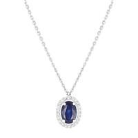 9ct white gold oval sapphire and diamond pendant