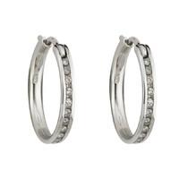 9ct white gold 0.15 carat diamond hoop earrings