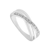 9ct white gold diamond three row crossover ring