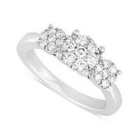 9ct white gold 0.40 carat round brilliant diamond three stone ring