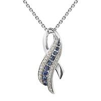 9ct white gold sapphire and 0.15 carat diamond pendant