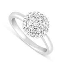9ct white gold 0.50 carat round brilliant diamond bridal cluster ring