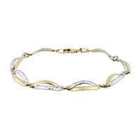 9ct two colour gold Greek Key oval link bracelet