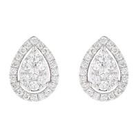 9ct white gold 0.28 carat diamond pear cluster earrings