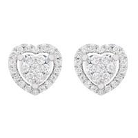 9ct white gold 026 carat diamond halo heart stud earrings