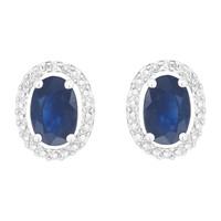 9ct white gold oval sapphire and diamond stud earrings