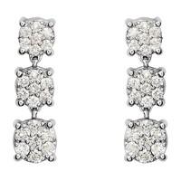 9ct white gold 0.20 carat diamond flower cluster earrings