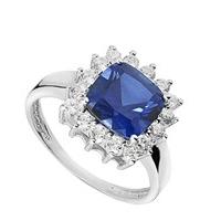 9ct white gold created sapphire and cubic zirconia cluster ring