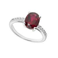 9ct white gold created oval ruby and cubic zirconia ring