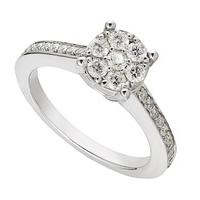 9ct white gold 0.45 carat diamond bridal cluster ring