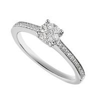 9ct white gold 0.20 carat diamond bridal cluster shoulder-set ring