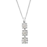 9ct white gold 023 carat diamond flower cluster pendant