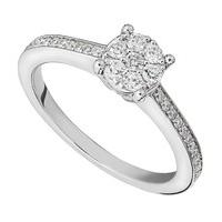 9ct white gold 0.30 carat diamond bridal cluster ring