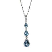 9ct white gold blue topaz and diamond pendant