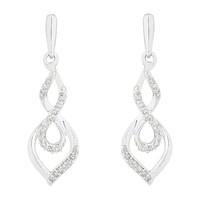 9ct white gold 016 carat diamond swirl drop earrings