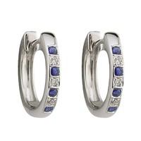 9ct white gold sapphire and diamond channel-set hoop earrings