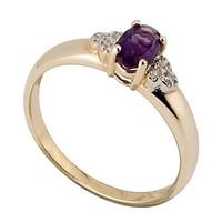 9ct gold amethyst and diamond ring