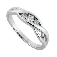 9ct white gold 015 carat diamond three stone crossover ring