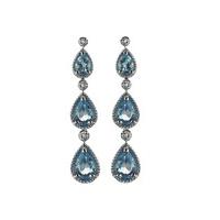 9ct white gold blue topaz and diamond drop earrings