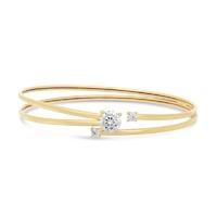 9ct gold cubic zirconia double strand bangle