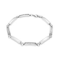 9ct white gold cubic zirconia bar link bracelet