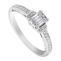 9ct white gold 025 carat baguette and round brilliant diamond ring