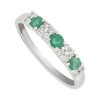 9ct white gold emerald and 017 carat diamond ring