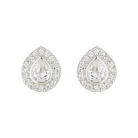 9ct white gold cubic zirconia pear cluster halo stud earrings