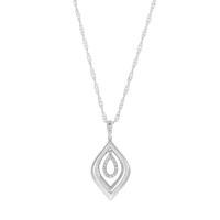 9ct white gold 0.10 carat diamond double teardop pendant