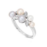 9ct white gold freshwater pearl and diamond ring