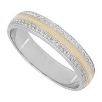 9ct two colour gold 4mm sparkle cut wedding ring