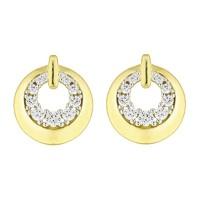 9ct two colour gold cubic zirconia circle stud earrings