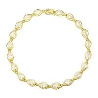 9ct gold pear cubic zirconia tennis bracelet